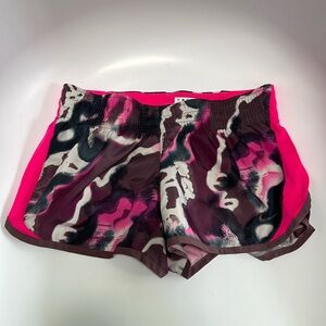NIKE WOMENS RUNNING SHORTS pink purple gray color mix with built in underwear!